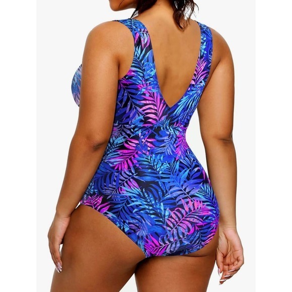 Aqua Eve Women Plus Size One Piece Swimsuits Tummy Control Bathing Suits 18W - Picture 2 of 9
